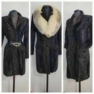 Leopard Print Trench Coat with Fur Collar